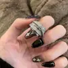 Anillo Abierto Multicapa de Circonita Transfronterizo Europeo y Americano, Estilo Minimalista, Anillo Único y Elegante para el Dedo Índice, Joyería de Lujo Ligero de Alta Gama