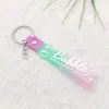 6030 # Cor Gradiente Borracha Macia Couro Cordão Chaveiro Acessórios Inglês Bolha Versátil Moda Pulseira de Pulso Lanyard Acessórios