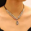 Collar y Pulsera de Acrílico Irregular con Colgante de Diamante Negro de Lujo Ligero Transfronterizo Europeo y Americano para Mujer Otoño e Invierno