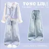 Conjunto otoñal, moderno y elegante de chaleco y camisa estilo preppy para niñas, perfecto para usar en capas y crear un look moderno y único para niños mayores.