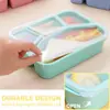 Caja de Almuerzo de Cáscara de Arroz Grado Alimenticio Vajilla de Trigo Caja de Almuerzo Paja con Aroma a Trigo Partición Caja de Almuerzo Cuadrada Caja para Comida Rápida
