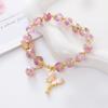 Pulsera de Cristal Azul Estilo Princesa Jardín de Rosas para Mujer, Pulsera de Nicho de Lujo Ligero con Colgante de Mariposa, Joyería de Alta Gama