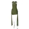 Ropa de Mujer de Estilo Europeo y Americano Transfronteriza, Nuevo Producto de Verano, Sin Mangas, Cuello Halter, Cintura Fruncida, Adelgazante, Sexy, Ajustado, que se Adapta a la Cadera, Vestido