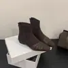 Botines Retro de Punta Cuadrada Elegantes Botas de Otoño Estilo Francés con Tacón Grueso Adelgazantes de Caña Corta Tacón Medio Botas Chelsea para Mujer