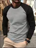 Camiseta de Retazos de Manga Larga para Hombre, Nueva de Otoño, Europea y Americana, Impresión 3D, Deportiva Casual, Sudadera, Camiseta de Cuello Redondo