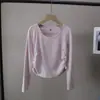 [BiZheng] Nuevo Diseño Estilo Coreano Primavera Temprana 2026 con Cintura Plisada, Camiseta Básica Adelgazante y Versátil para Mujer 5883