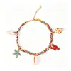 Pulseira Estilo Oceano de Verão para Mulheres, Estrela-do-Mar Colorida, Concha, Pérola e Cauda de Peixe em Fio, Acessório Versátil para Férias na Praia