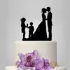 Acrílico familia de cuatro tarjeta para pastel de boda pareja besando frente tarjeta para pastel niño niña decoración de pastel