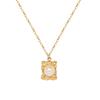 XL189 Collar vintage barroco de perlas de fundición cuadrada irregular, cadena de clavícula para mujer, acero de titanio chapado en oro de 18 quilates