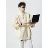 Otoño e Invierno Jersey de Punto con Media Cremallera Estilo Japonés Marca de Moda Chaqueta Holgada Cálida Top de Punto Perezoso de Moda
