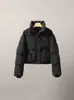 Nueva chaqueta corta de algodón con plumón para mujer de comercio exterior fuera de temporada, versátil estilo coreano, cuello alto, abrigo acolchado engrosado, abrigo de algodón de moda