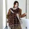 Bufanda Cálida Gruesa de Cuadros con Borlas Nueva de Imitación Cachemir Otoño e Invierno para Mujer, Versión Simple de Moda, Chal Calentador de Cuello Largo Versátil