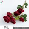 Rosa Chá ramo único 6 pequenos botões de chá cena de casamento paisagem flor artificial alta qualidade casamento T Palco Beleza flor falsa