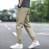 Calça Masculina Cropped Slim Fit para Verão, Calça Khaki Fina de Seda de Gelo, Novo Estilo 2026 Calça Casual com Barra para Homens