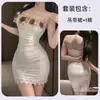 Chica Atractiva Sexy Estilo Pura Pasión Nueva Falda de Cintura Alta Elegante Tirantes Flor Tridimensional Vestido Delgado Falda Corta Falda Adelgazante