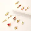 Jingdian Jewelry Cobre Chapado en Oro Colgante Pequeño de Gota Accesorios Pulsera Trenzada DIY Año Animal Accesorios de Cuerda Roja Colgante