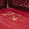 Collar de Plata de Ley S925 Red de Sueños Tejida Estrella de Cinco Puntas para Mujer Piezas de Flor de Coche Colgante de Estrella Tejido a Mano Cadena para Clavícula Moda Nacional
