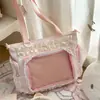 Bolso Tote Fresco Dulce Cuadros Encaje Estilo Ballet Plisado Encaje Corazón de Niña Bidimensional Comic Con Bolso de Hombro