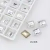 Rinestones para Uñas Artísticas Hielo Triturado Dongzhou, Diseño Blanco Ovalado y Cuadrado Grueso de Flor de Hielo, Uñas Artísticas Portables con Rinestones en Forma de Corazón con Grietas de Hielo, Decoraciones para Uñas Artísticas