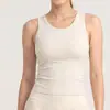 Regata de Yoga Sem Mangas para Mulheres, Cós Franzido Ajustável de Secagem Rápida com Bojo, Top Fitness Simples de Gola Redonda