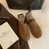 Versión de Lana 2026 Nuevos Zapatos Peludos sin Cordones de Punta Redonda para Mujer, Mocasines Estilo Old Money con Polar Añadido, Zapatos Cálidos de Algodón
