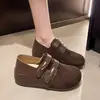 Zapatos Birkenstock de Suela Gruesa para Aumentar Altura, Completamente Cubiertos, para Mujer, Otoño 2026, Nuevos, Retro, Cómodos, Mocasines de Suela Suave