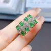 Anillo de Esmeralda Natural Popular al por Mayor de Fábrica Plata S925 Incrustado con Piedra Principal 3*4 Joyería de Lujo Venta Directa de Fábrica