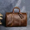 Bolso pequeño de viaje de piel de vaca de primera capa estilo retro Bolso de hombro bandolera de piel de vaca Crazy Horse cuero genuino bolso casual para hombre para fitness
