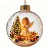 Adorno Navideño de Bola de Cristal Transparente 3D de Conejito Durmiendo para Árbol de Navidad, Mascota Linda, Decoración Navideña