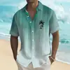 Sitio Independiente Transfronterizo Hawaiano Multicolor Estampado Personalizado Casual Holgado Cárdigan para Hombre Camisa de Manga Corta de Verano