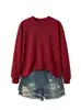 Fabricantes un gran número de punto Amazon deseo transfronterizo moda color liso cuello redondo jersey suéter manga larga holgado ropa de mujer