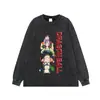 Camisetas Masculinas Estampadas Tendência Marca Lavada Manga Curta Oversize Vintage Europeu e Americano Gola Redonda Camisetas Masculinas de Manga Curta