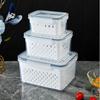 Recipiente Crisper Doméstico com Cesto Conjunto de Três Peças Compartimento de Grande Capacidade Geladeira Selado Conservação de Alimentos Caixa Selada Retangular