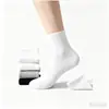 Calcetines Deportivos Casuales de Color Sólido para Otoño e Invierno, Simples y Versátiles, Calcetines de Media Pantorrilla Negros, Blancos y Grises, Anti-Olor, Absorbentes de Sudor, Transpirables para Hombre
