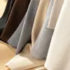 Pantalones de punto de lana para mujer, pierna ancha, engrosados para otoño e invierno, con caída fluida, blancos, de cintura alta, pierna recta, hasta el suelo, corte holgado y diseñados para usar como prenda exterior