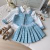 Traje Pequeño de Fragancia para Niñas Estilo Nuevo Primavera y Otoño Conjunto de Tres Piezas: Camisa, Chaleco y Falda Plisada para Bebé Niña