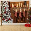 Tapiz Navideño Nórdico Comercio Exterior Transfronterizo Amazon Caliente Chimenea Navideña Decoración Navideña Tela Colgante de Fondo Personalización
