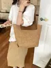 Bolso de Paja Nuevo para Mujer Otoño 2026, Bolso de Playa Tejido de Alto Nivel Estilo Vacaciones en la Costa, Bolso de Hombro de Gran Capacidad