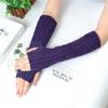Otoño e Invierno Estilo Coreano Cálido Tejido Trenzado Vertical Cubrebrazos Color Sólido Protección para Manos a Prueba de Frío Manga con Agujero para Medio Dedo