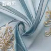 Cortinas Transparentes Bordadas com Flores em Estilo Europeu de Luxo Leve, com Acabamento de Renda Vintage, para Sala de Estar e Quarto