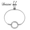 Pulsera de Plata S925 Moda Simple Pulsera con Forma de O Usando Cristales Elemento Swarovski Joyería de Mano Ins Versátil