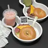 Plato Desechable de Pulpa para Brunch Callejero Cena Creativa Hamburguesa Café Bebida Citywalk Charola para Snacks Ligeros
