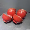 Cuenco de Cerámica Esmaltada Rojo Longevidad Regalo de Agradecimiento Cumpleaños de Persona Mayor Banquete de Longevidad Regalo de Agradecimiento Cuenco de Pie Alto de 4.6 Pulgadas Cuenco de Longevidad Venta al por Mayor