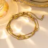 Collar de Acero de Titanio con Cuentas Largas Multicapa Estilo Europeo y Americano de Lujo Ligero para Mujer, Conjunto Minimalista de Alta Gama de Moda
