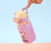Perro Blanco Pequeño de Dibujos Animados Taza Térmica Rebotante Color Macarrón Lindo Taza de Agua para Estudiantes Portátil Cruzada Taza con Popote para Niños