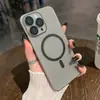 Funda Magnética para iPhone 16 con Acabado Mate tipo Piel, PC Niebla Helada, Agujeros Finos para Apple 15, con Película para Lente, Anticaídas para iPhone 13