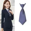 Corbata con cremallera fácil para mujer, Versátil para negocios, trabajo, formal, Pajarita de doble capa para hombre, Corbata pequeña, Corbata a rayas para mujer