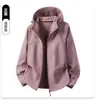 Jaqueta Softshell Macia para Outono e Primavera Feminina com Capuz, à Prova de Vento, Impermeável, Respirável, Jaqueta Casual para Montanhismo e Caminhada Top