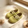 Sapatos Mary Jane de linho trançado estilo floresta retrô para meninas, novos sapatos de princesa para bebês com sola macia para primavera e outono, sapatos Birkenstock