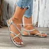 Sandalias Planas Transfronterizas Europeas y Americanas para Mujer, Sandalias Tejidas 43 Casual con Clip para Dedo del Pie Romanas de Playa 2024 Venta al por Mayor Talla Grande